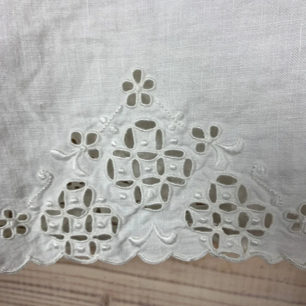 Vintage Linen Napkins Unisex OS White Eyelet Lace Scalloped‎ Set of 4